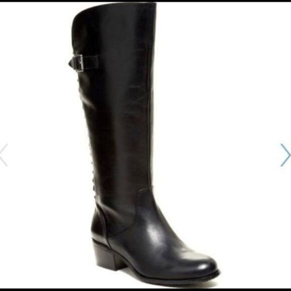 Arturo Chiang "Bes" Black Leather Riding Boot with Studs Sz 9.5 - Picture 1 of 16